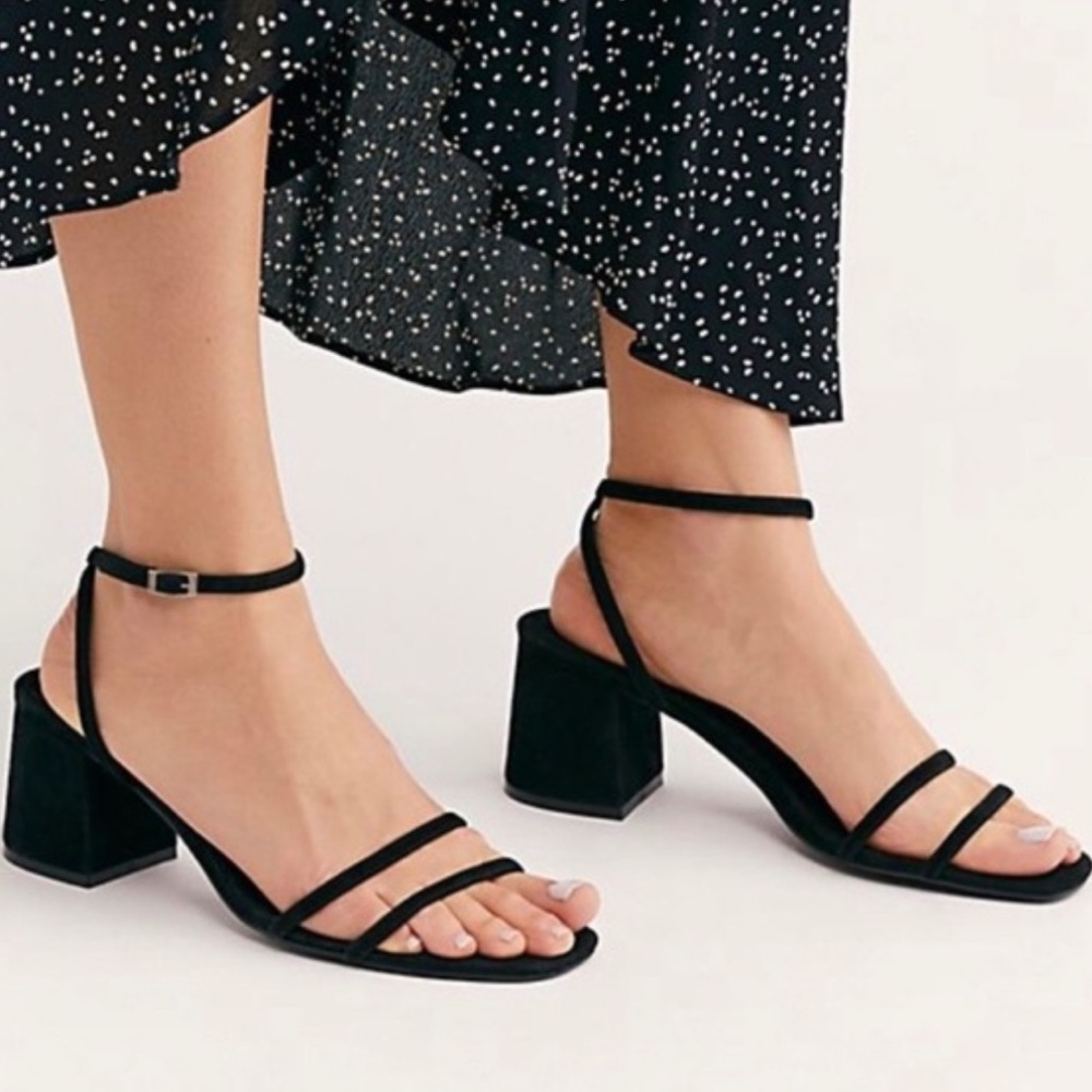 Free People Gabby Black Block Heel Sandals